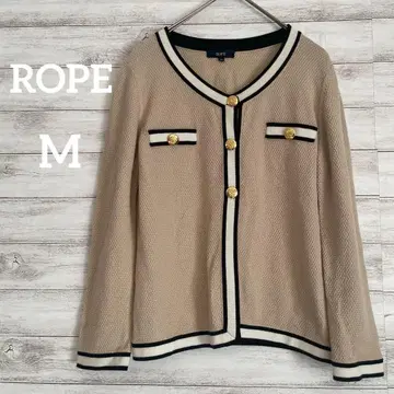 [ ROPE ] 로페 바이컬러 니트 가디건 긴팔 베이지 M