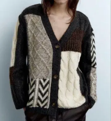 ZARA 패치워크 가디건