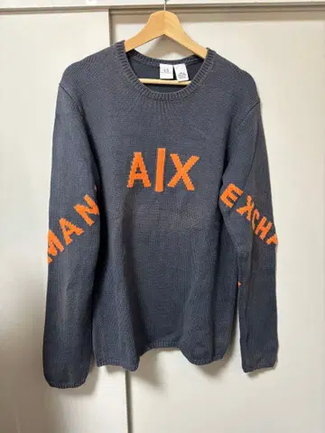 Armani Exchange 로고 니트 스웨터 홍콩 제조 hongkong