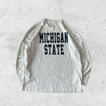 MICHIGAN STATE 칼리지 로고 롱 T 화이트 L