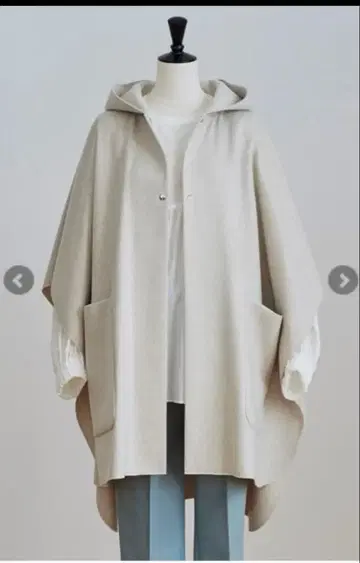 yori 후드 부착 라이트 베이지 판초