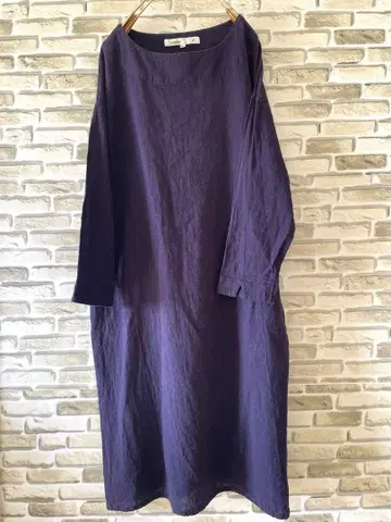 자연파 면마 혼방 긴팔 원피스