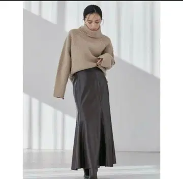 아뉴앙스 anuans 인조 가죽 서스펜더 머메이드 스커트