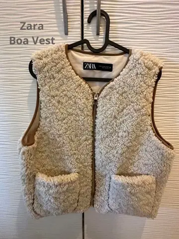 ZARA 퍼 소재 베스트 XS 사이즈 크림색