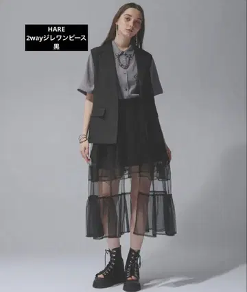 [ 거의 미사용 ] HARE 2way 베스트 원피스 블랙