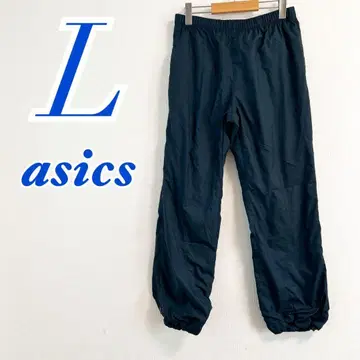asics 네이비 L 사이즈 캐주얼 팬츠 스포티 허리밴딩