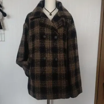 SAMANSA MOS2 blue 체크 무늬 체스터 코트 사만사