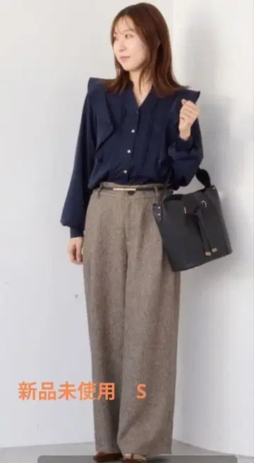 VIS 트위드 2턱 와이드 팬츠 S