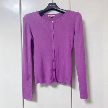 토카 실크 리브 가디건 포도색 보라 계열