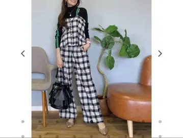 MICALLE MICALLE 미카 레미카레 체크 무늬 뷔스티에 팬츠