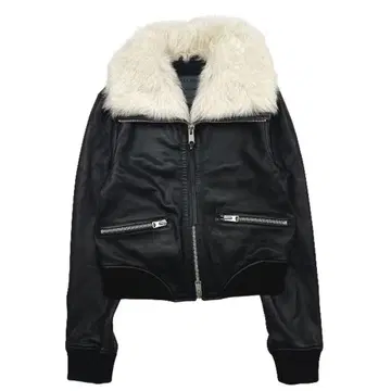 올세인츠 퍼 달린 블랙 레더 봄버 자켓