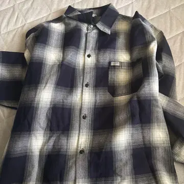 Caltop 플란넬 셔츠 네이비/화이트 체크 무늬