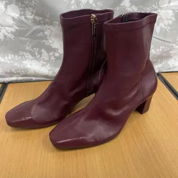 HIMIKO 힐 시어링 가죽 스트레치 부츠 24cm