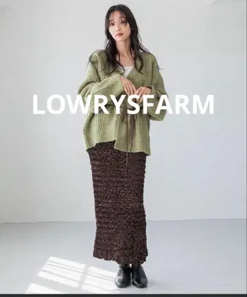 새상품급 LOWRYSFARM 포코포코 벨로아 타이트 스커트 브라운