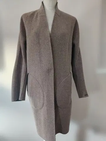 그레이 울 혼방 오픈 프론트 체스터 코트