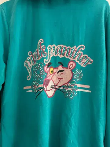 핑크 팬서 풀 지퍼 후디 터콰이즈 지퍼 부분 하자 있음 착용컷 구제 의류