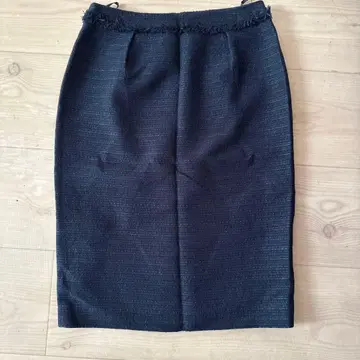 유나이티드 애로우즈 네이비 프린지 타이 스커트 무릎 기장