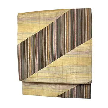 후쿠로 오비 캐주얼  패치워크 순수 실크 브라운 No.ymo0060