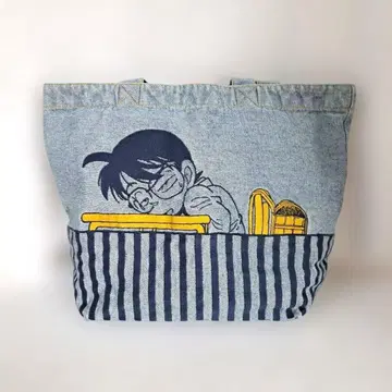 데님 토트백 캐릭터 자수 명탐정 코난