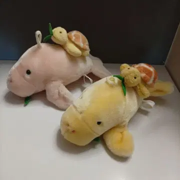도바 수족관 듀공 봉제 인형 세트 핑크와 옐로우 컬러 22cm