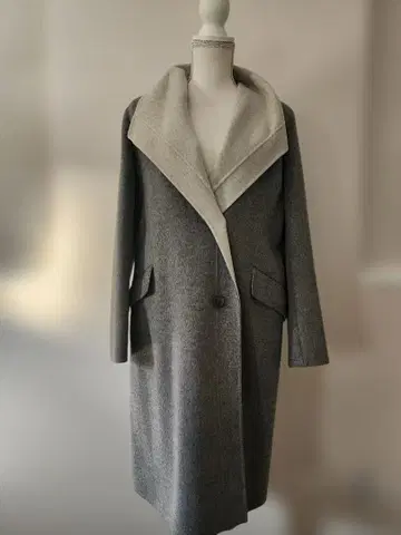 그레이 숄카라 롱 코트