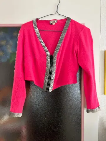 핑크 긴팔 가디건 S 구제 의류 Y2K