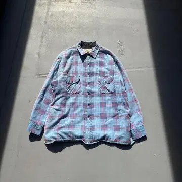 90s 빈티지 안감 퀼팅 긴팔 플란넬 셔츠 체크 자켓
