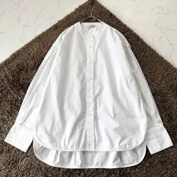 YONFA 밴드 카라 셔츠 코튼 와이드 넉넉한 겉옷