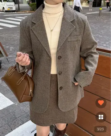 aimey 헤링본 루즈핏 블레이저 자켓