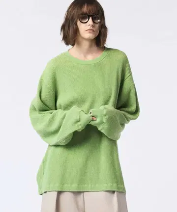 크루넥 롱슬리브 와플 티셔츠