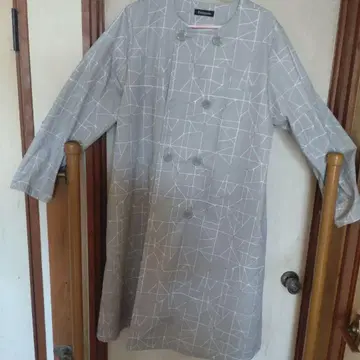 펠리시모 기하학 패턴 롱 코트 그레이