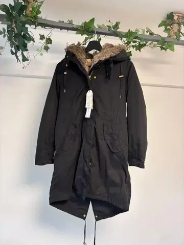 5WAY 퍼 달린 모즈 코트 S 블랙