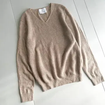 새상품급 뷰티 앤 유스 울 캐시미어 V넥 니트 베이지