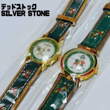 미사용 90s SILVER STONE 축구 손목시계 자수 벨트 레어