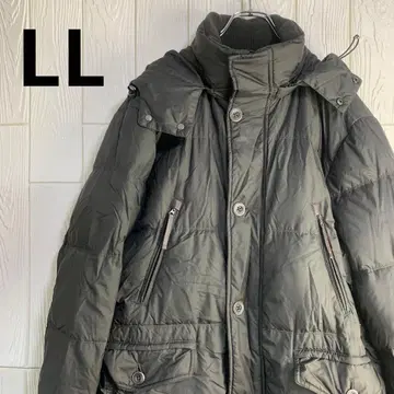 다크 그레이 후드 부착 다운 자켓 LL 사이즈