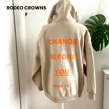 [ 로데오 크라운 ] 베이지 후드티 후디 F 로고