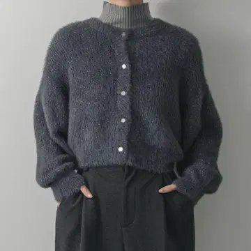 [ SENSE OF PLACE ] 라메 샤기 크롭 가디건