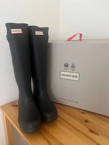 미사용 새상품 HUNTER 블랙 롱 부츠 버클 포함 25cm