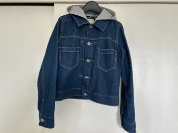 후드 부착 인디고 데님 자켓