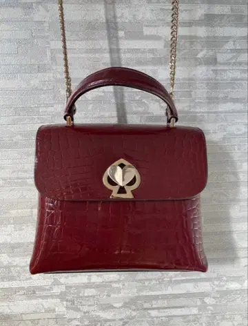 kate spade 버건디 악어 무늬 핸드백