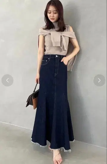 anuans 인디고 머메이드 데님 롱 스커트