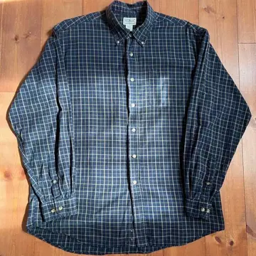 새상품급 USA L.L.Bean 체크 긴팔 셔츠 다크 네이비 L