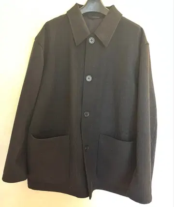 UNIQLO U/남성용 블랙 울 코트 버튼 포함