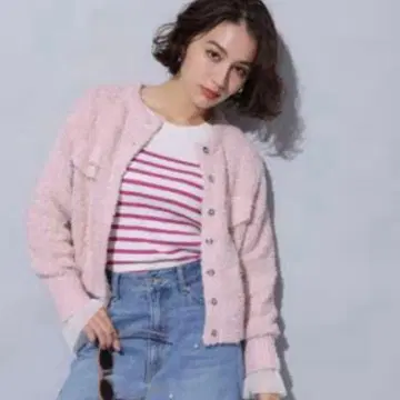 Arpege story 스팽글 플래그 얀 가디건 핑크 2(M)