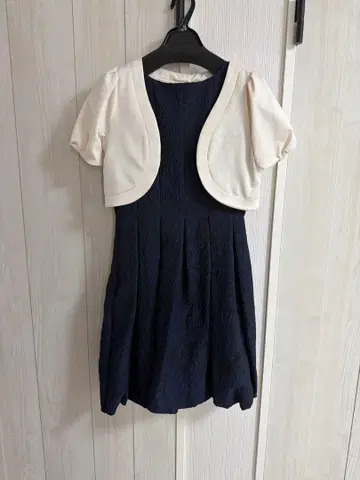 네이비 레이스 벌룬 드레스 가디건 세트