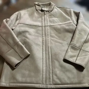 CROCODILE 크로커다일 인조 가죽 라이더 자켓 베이지 M 사이즈