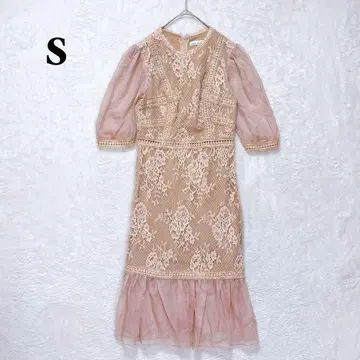 레이스 원피스 꽃무늬 S 시어 타이트 결혼식 절개 화려한 파티