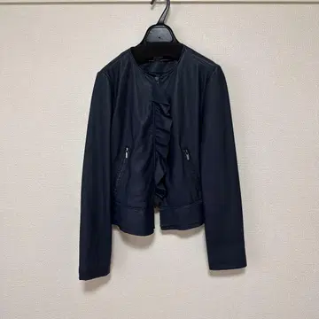 ZARA BASIC 네이비 프릴 노카라 자켓 M