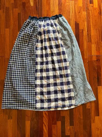 CHILD WOMAN 체크 무늬 마 혼방 롱 스커트 F