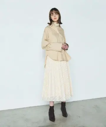 미사용 페더 튤 플리츠 스커트